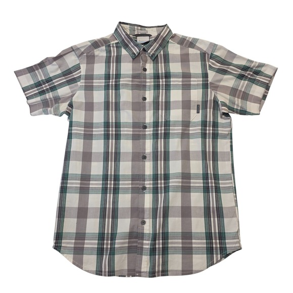 Columbia Other - Columbia‎ Mens Plaid Short Sleeve Button Down Shirt Regular Fit Green Gray